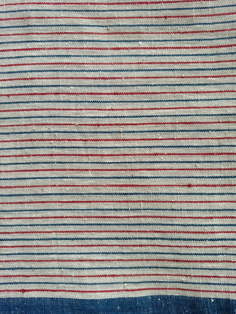 GEOMETRIC ORGANIC FABRIC : INDIGO BLUE : KORA : ALIZARIN RED : ORGANIC