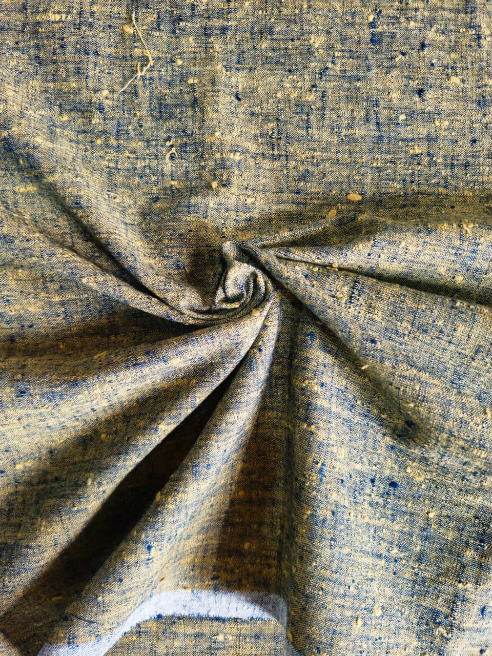 ORGANIC CROSS COLOUR FABRIC :DARK INDIGO: ANAR YELLOW