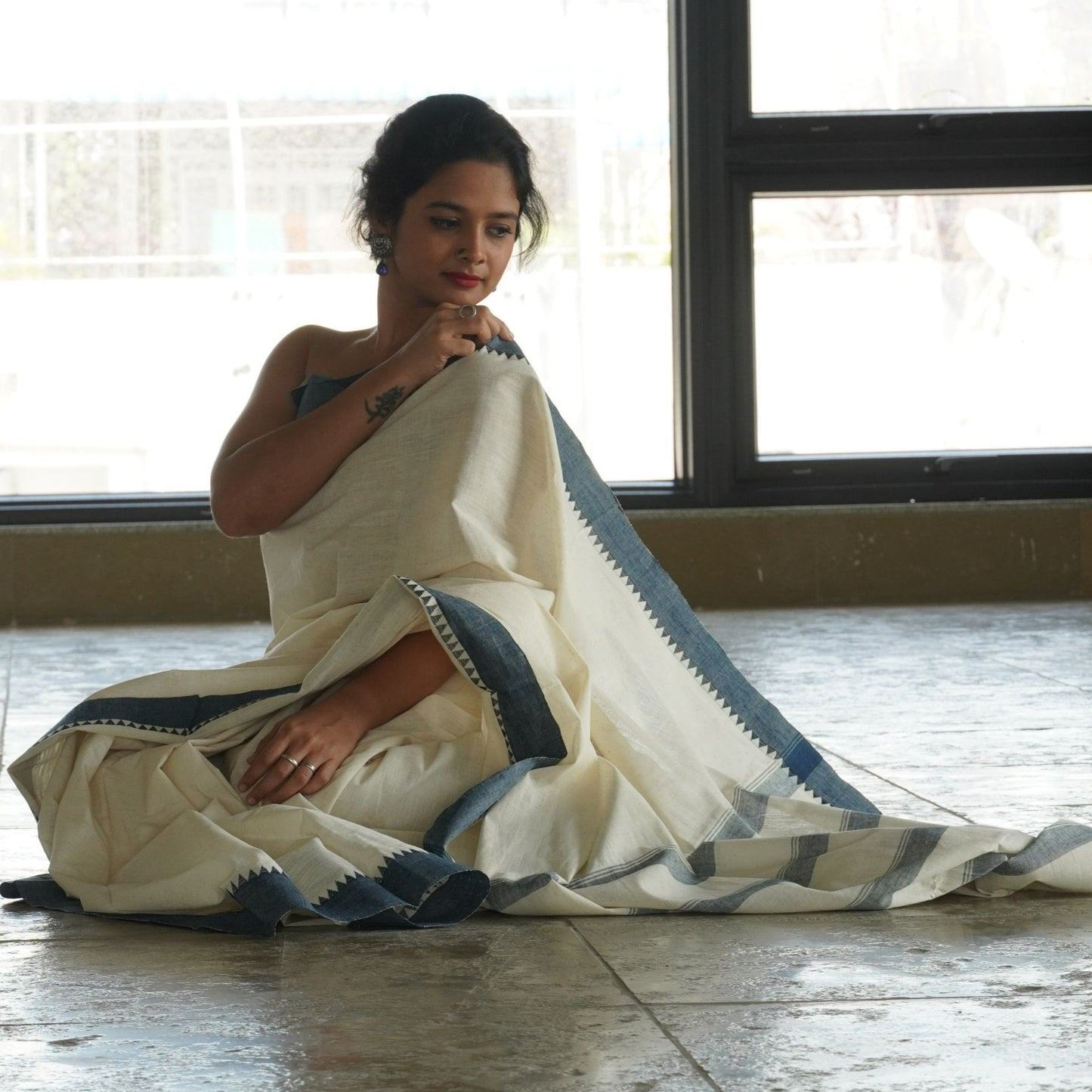 KORA SAREE : KORA : INDIGO BLUE