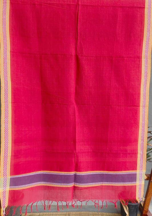 SOLID DUPATTA : ALIZARIN RED : ANAR YELLOW DOBBY