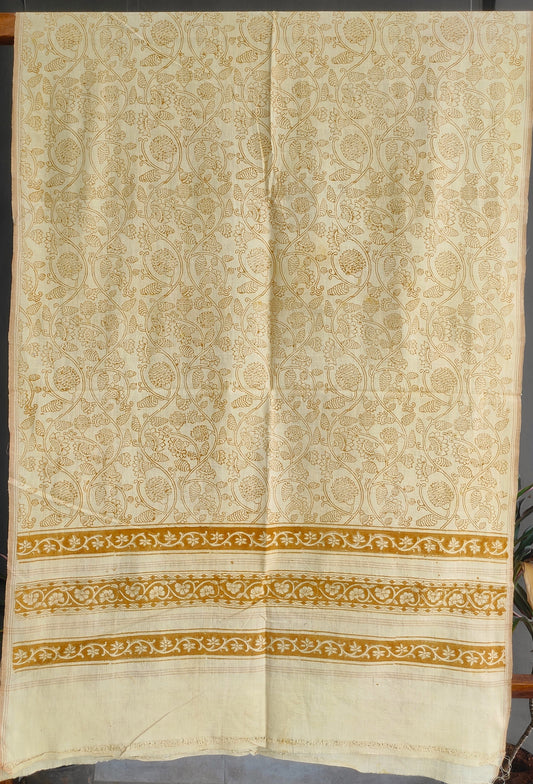 KALAMKARI DUPATTA : ANAR YELLOW : BEIGE