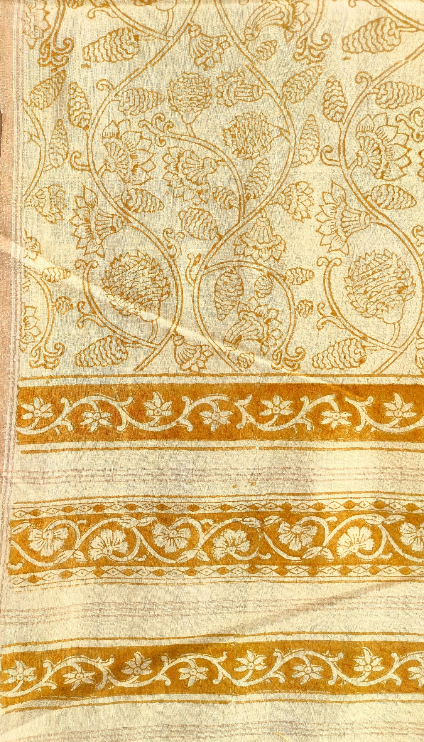KALAMKARI DUPATTA : ANAR YELLOW : BEIGE