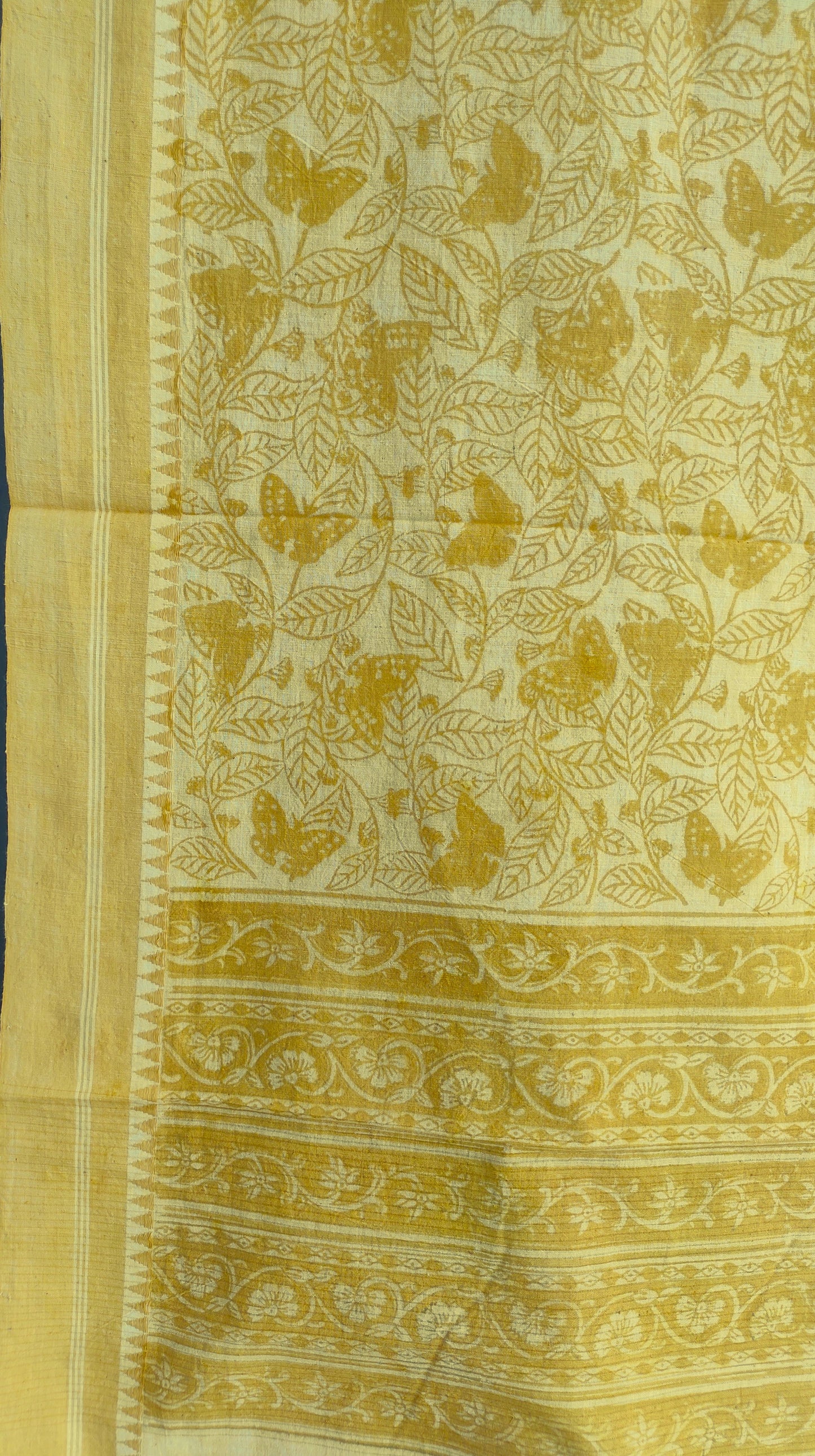 KALAMKARI DUPATTA : ANAR YELLOW : BEIGE