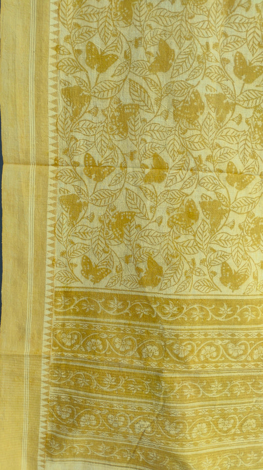 KALAMKARI DUPATTA : ANAR YELLOW : BEIGE