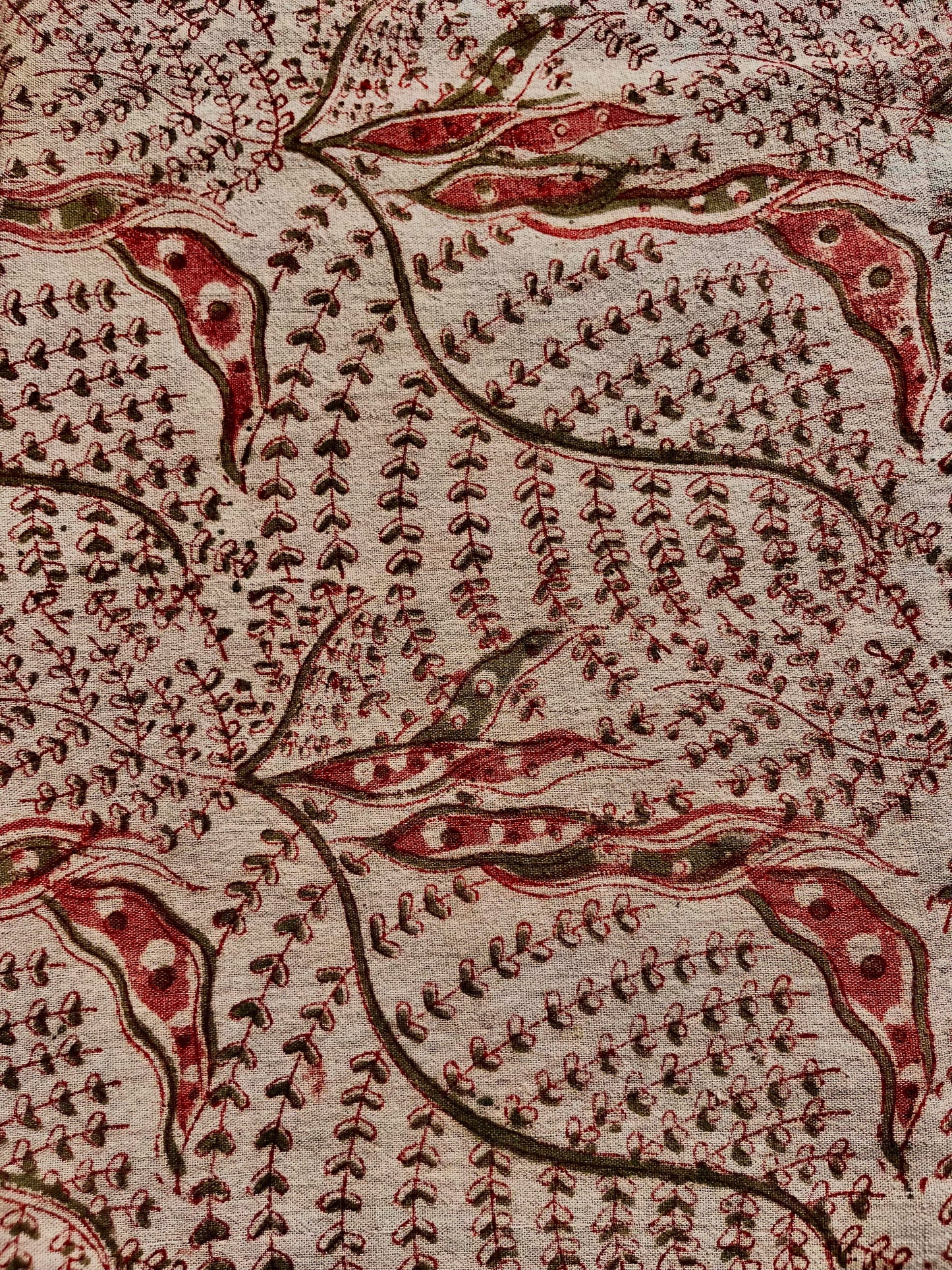 KALAMKARI : BEIGE : OLIVE GREEN : ALIZARIN RED
