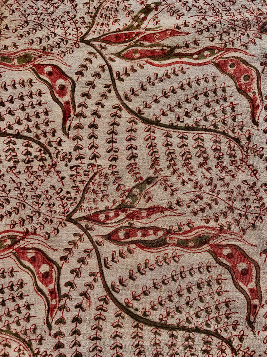 KALAMKARI : BEIGE : OLIVE GREEN : ALIZARIN RED
