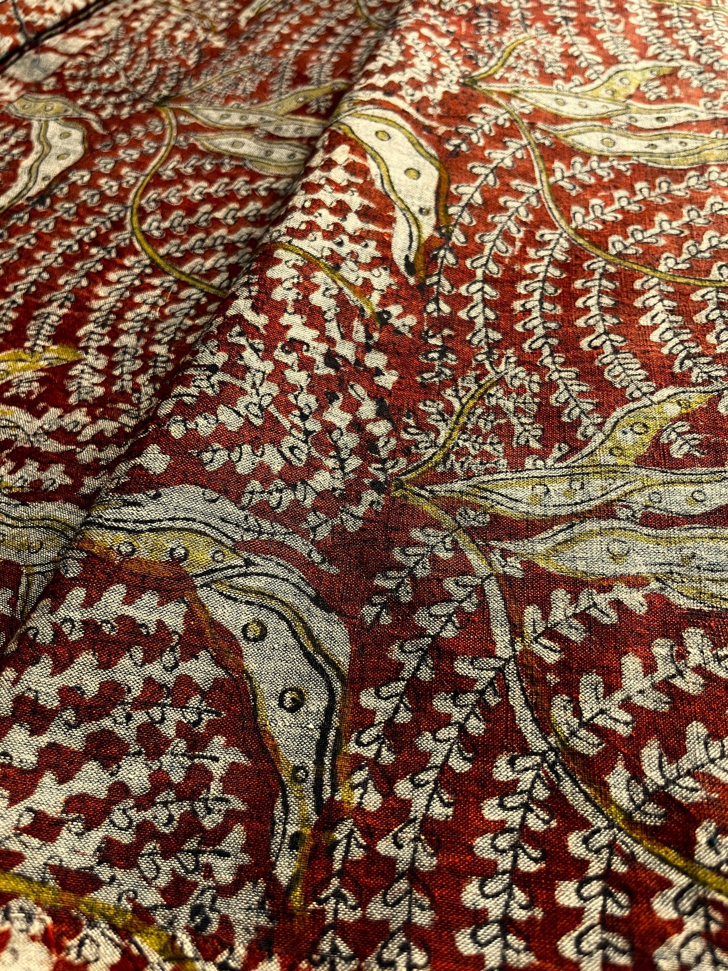 KALAMKARI : ALIZARI RED : BLACK : GREAY : ANAR YELLOW