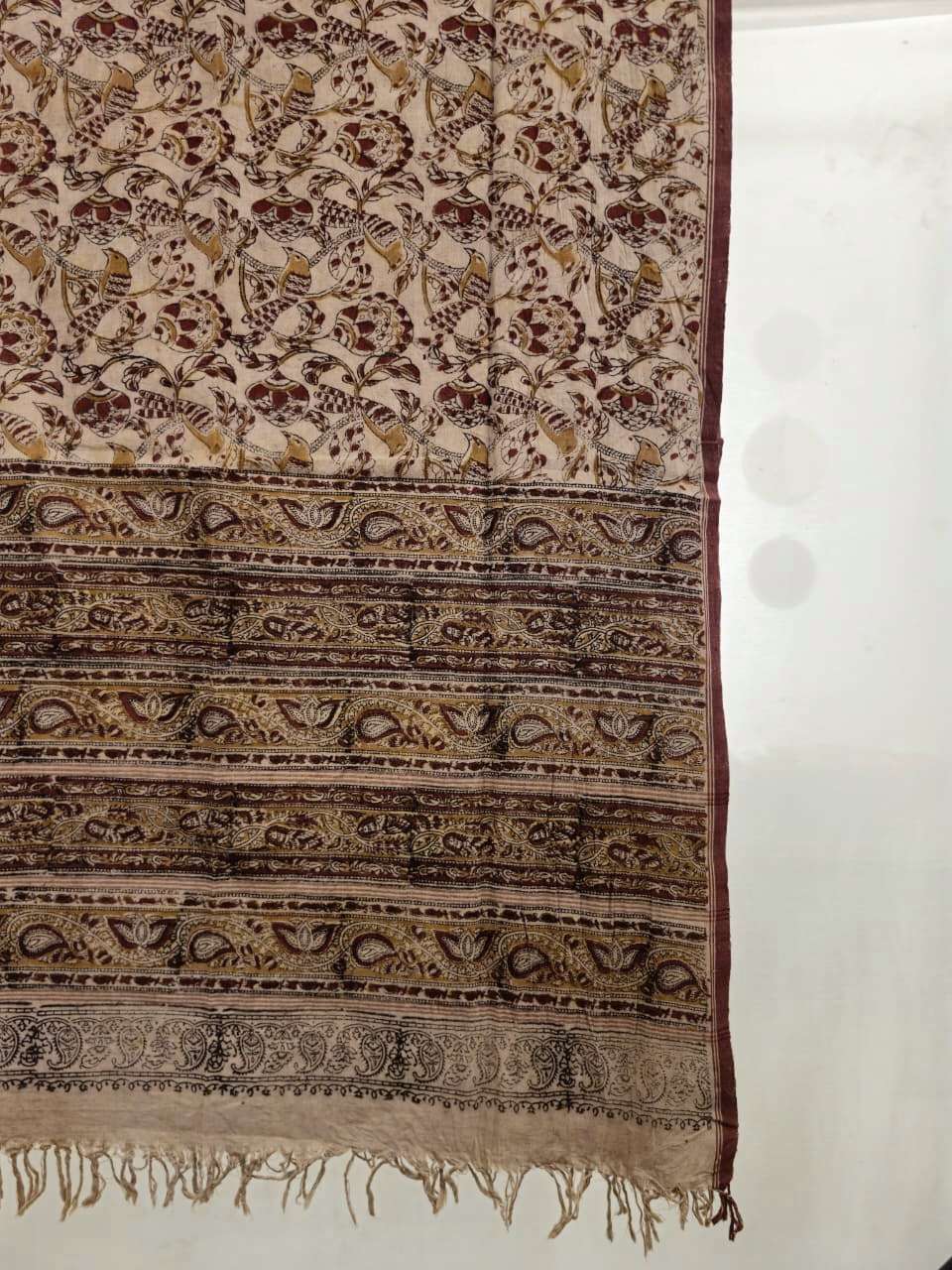 KALAMKARI DUPATTA : MADDER:ANAR YELLOW:BLACK