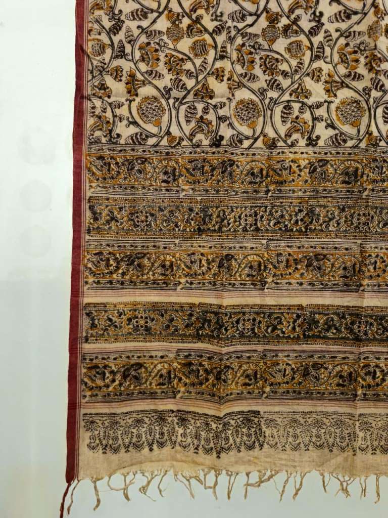 KALAMKARI DUPATTA :BEIGE:ANAR YELLOW:OLIVE GREEN:BLACK