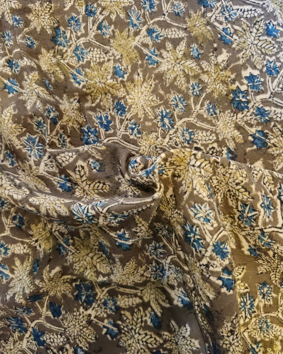 KALAMKARI : OLIVE GREEN :ANAR YELLOW :DARK INDIGO