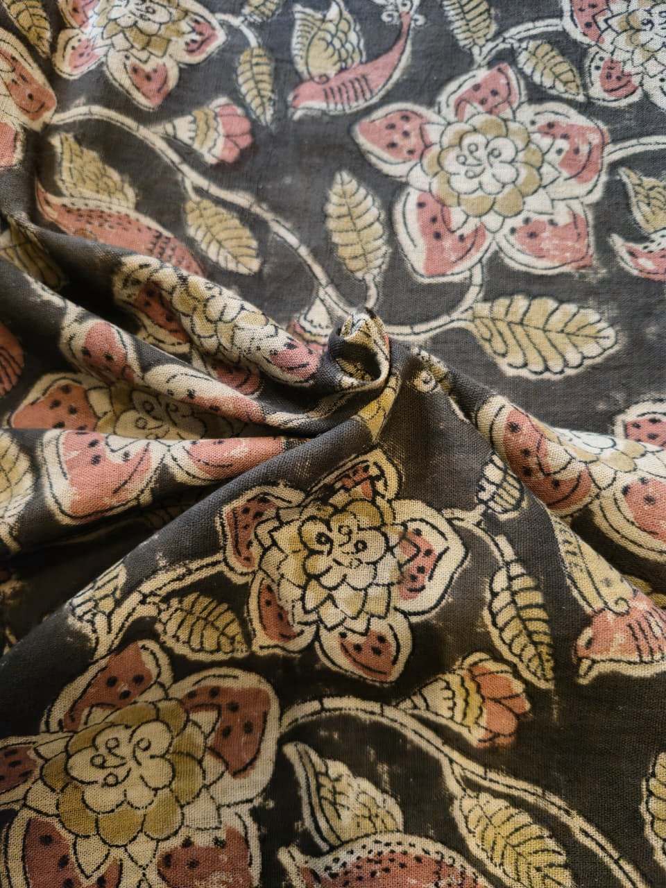 KALAMKARI : OLIVE:ANAR YELLOW :MANJISTA