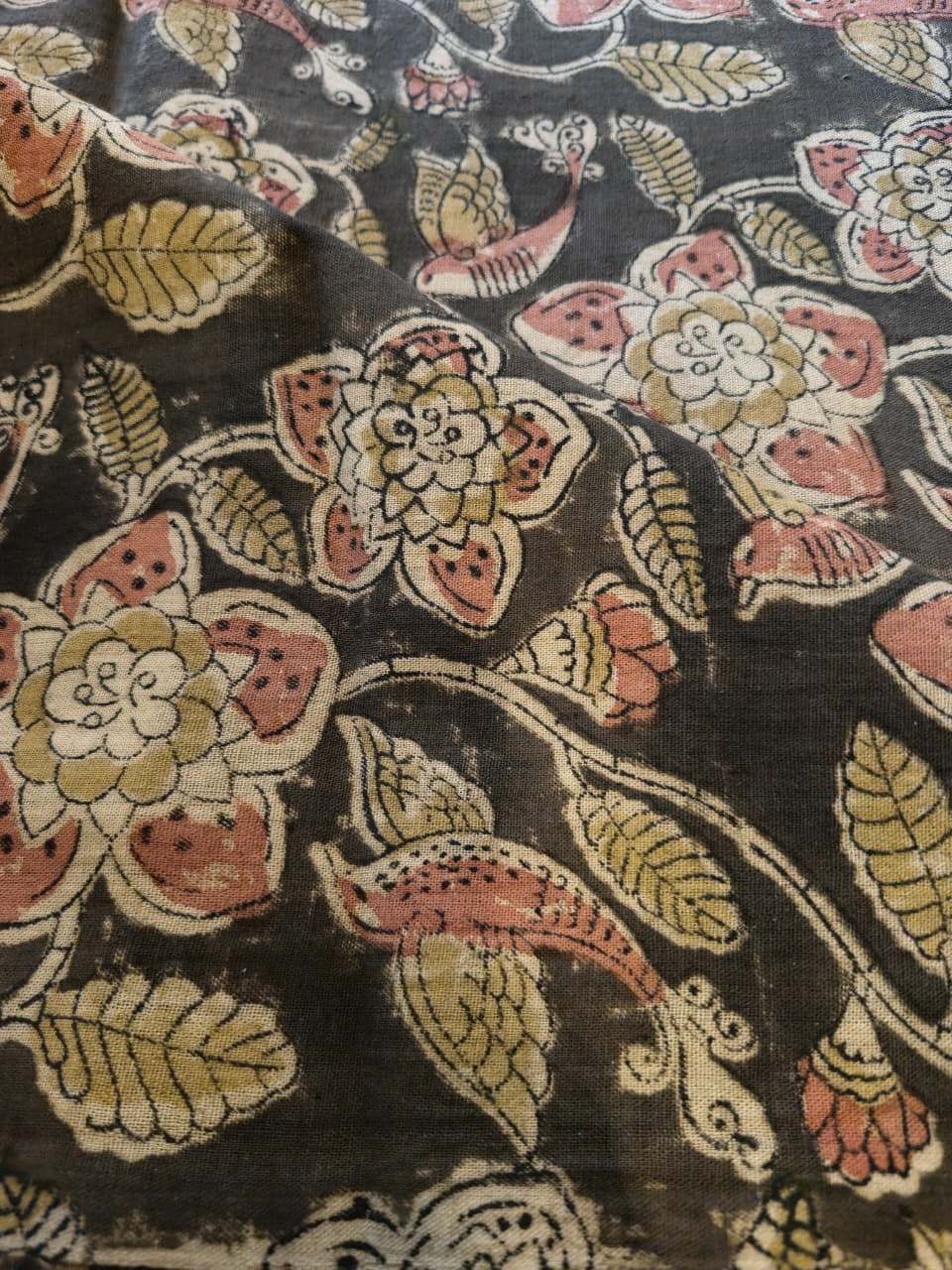 KALAMKARI : OLIVE:ANAR YELLOW :MANJISTA