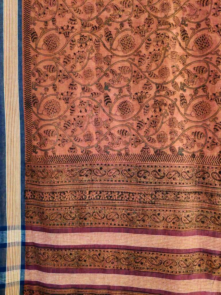KALAMKARI SAREE :KATHA BROWN:LIGHT MEHANDI GREEN:BLACK