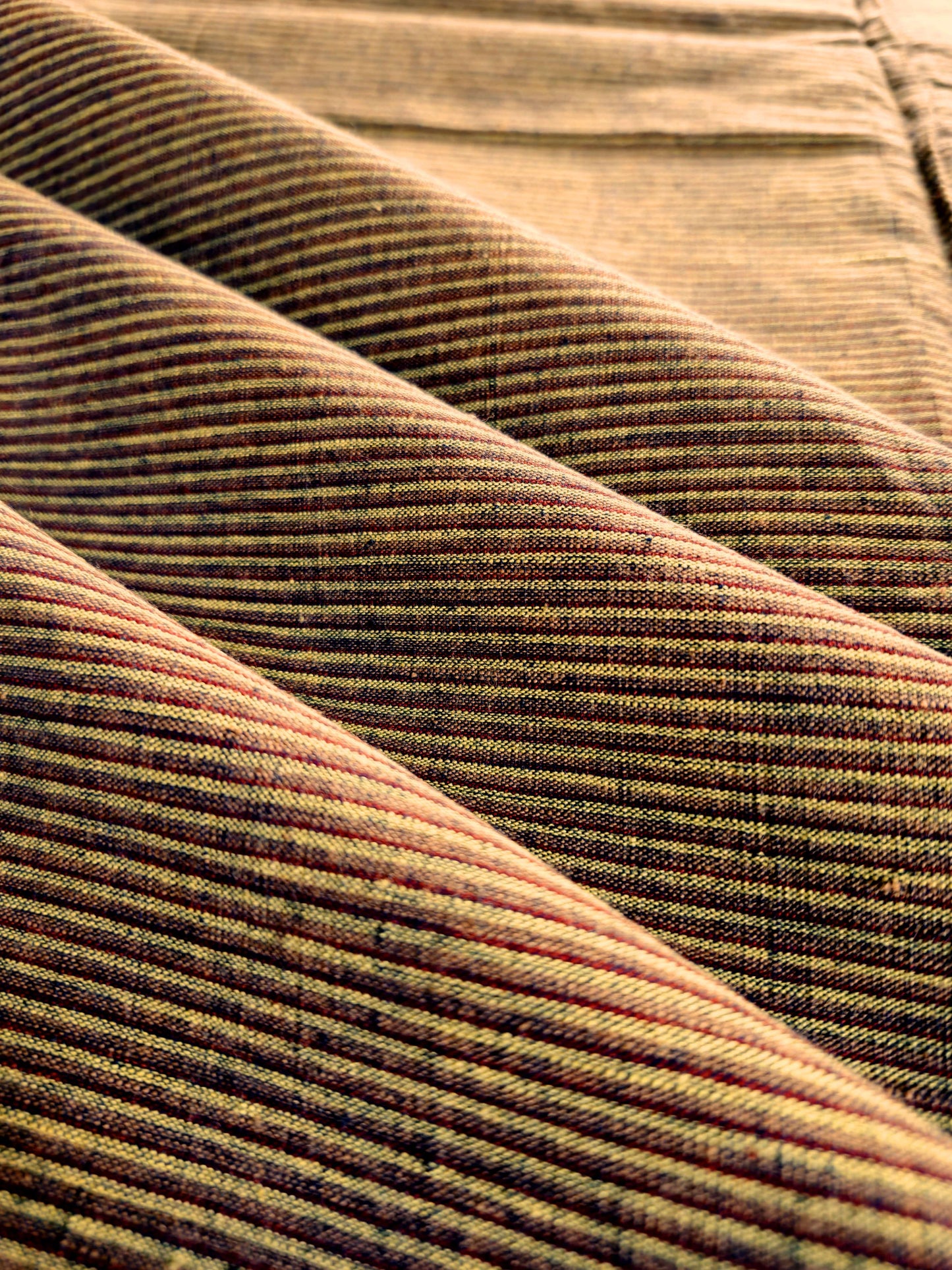 GEOMETRIC FABRIC : ALIZARIN RED : ANAR YELLOW : KATHA BROWN