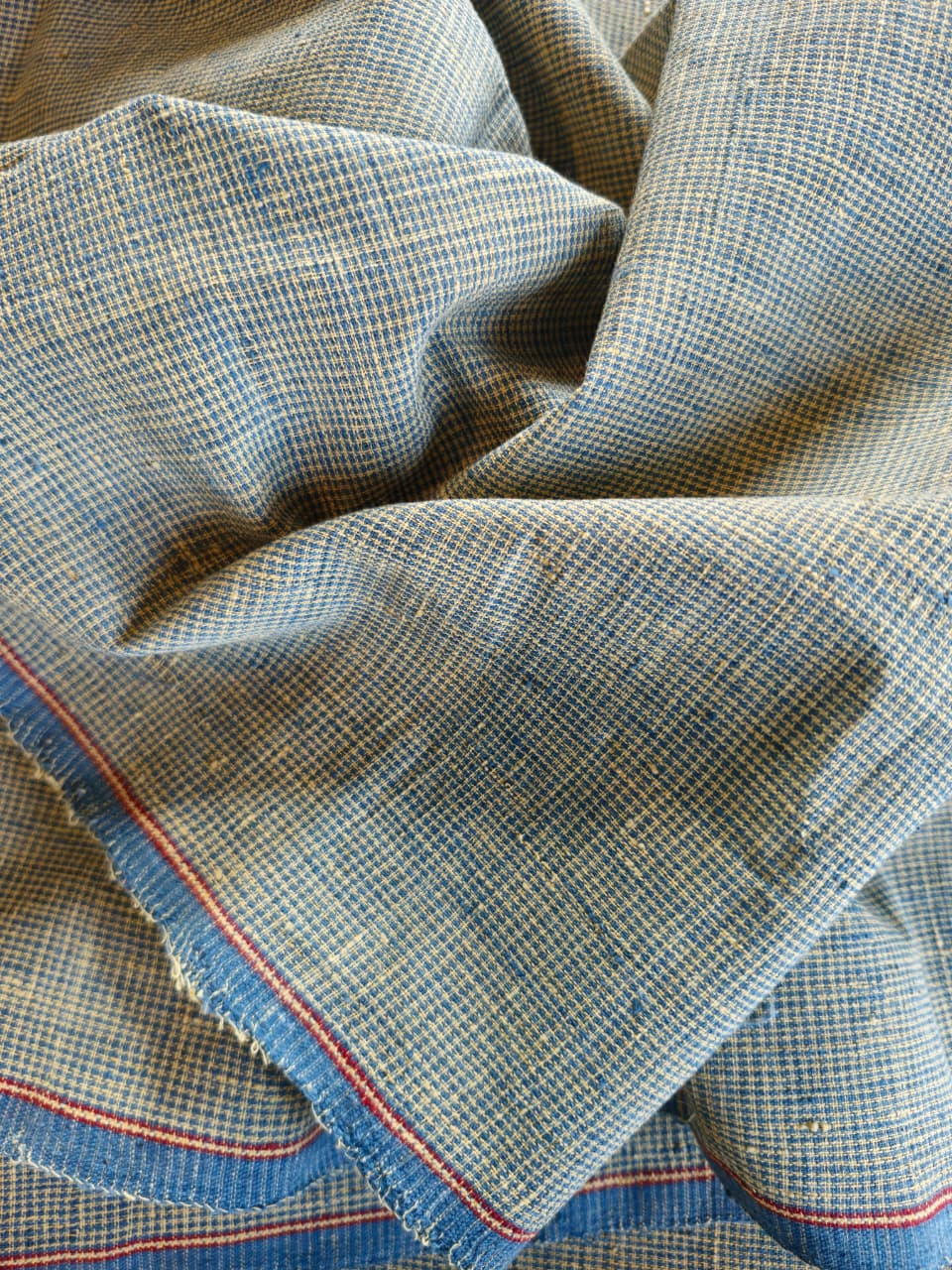 MICRO CHECKS ORGANIC : DARK INDIGO:ANAR YELLOW