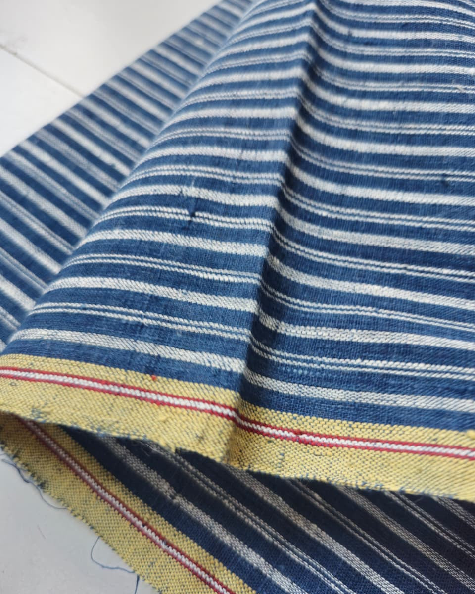 ORGANIC GEOMETRIC FABRIC: DEEP INDIGO : KORA STRIPES