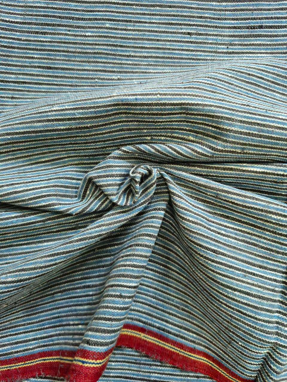 ORGANIC GEOMETRIC FABRIC: LIGHT INDIGO : BLACK :KORA :