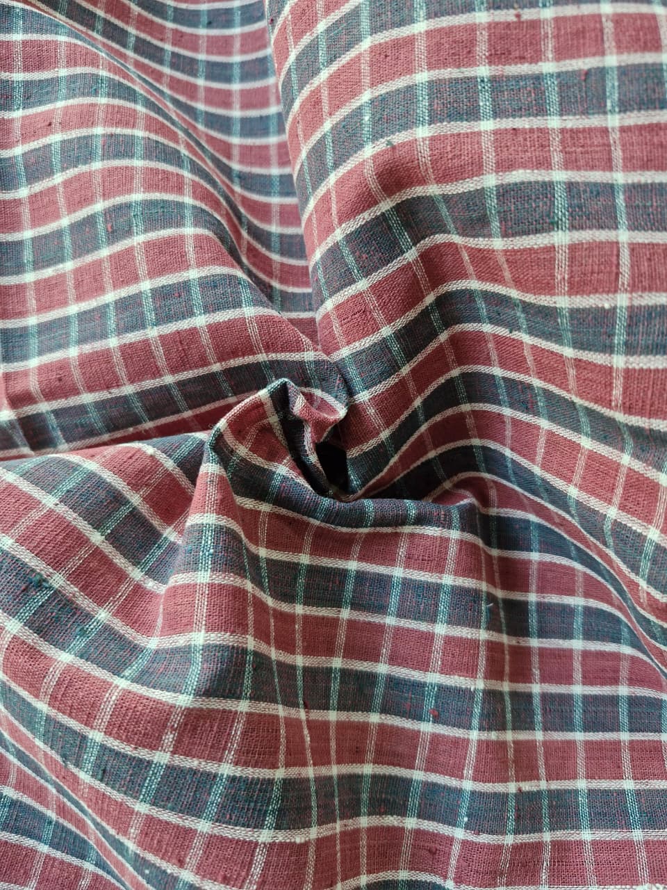 ORGANIC GEOMETRIC FABRIC: INDIGO :ANAR YELLOW:ALIZARIN RED