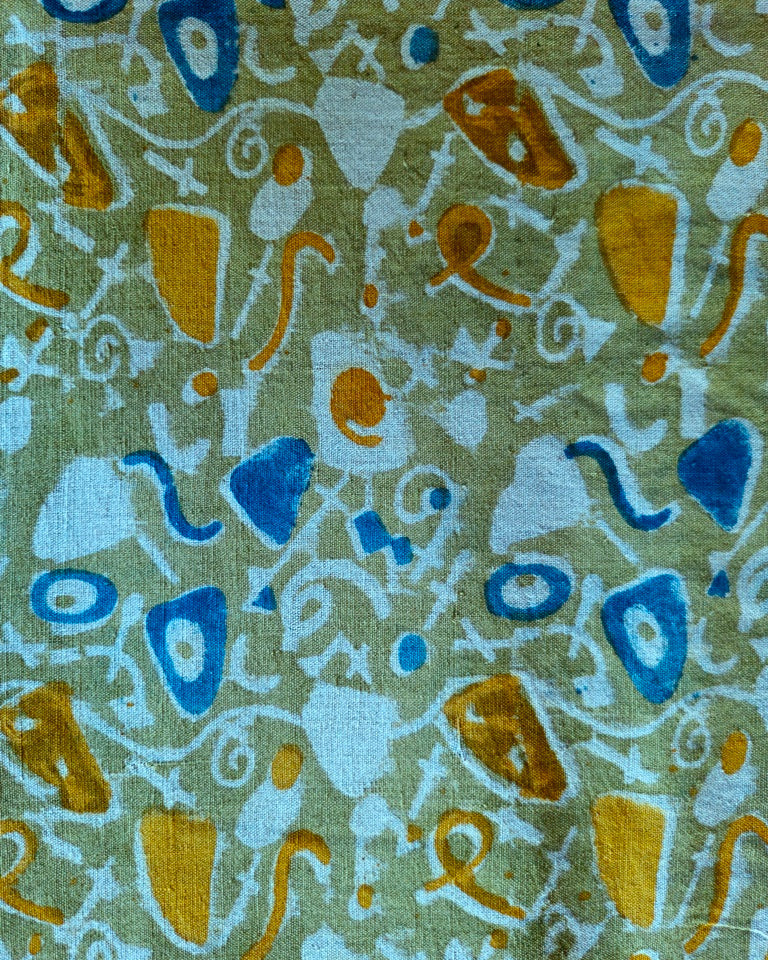 KALAMKARI : OLIVE GREEN : ANAR YELLOW : INDIGO BLUE
