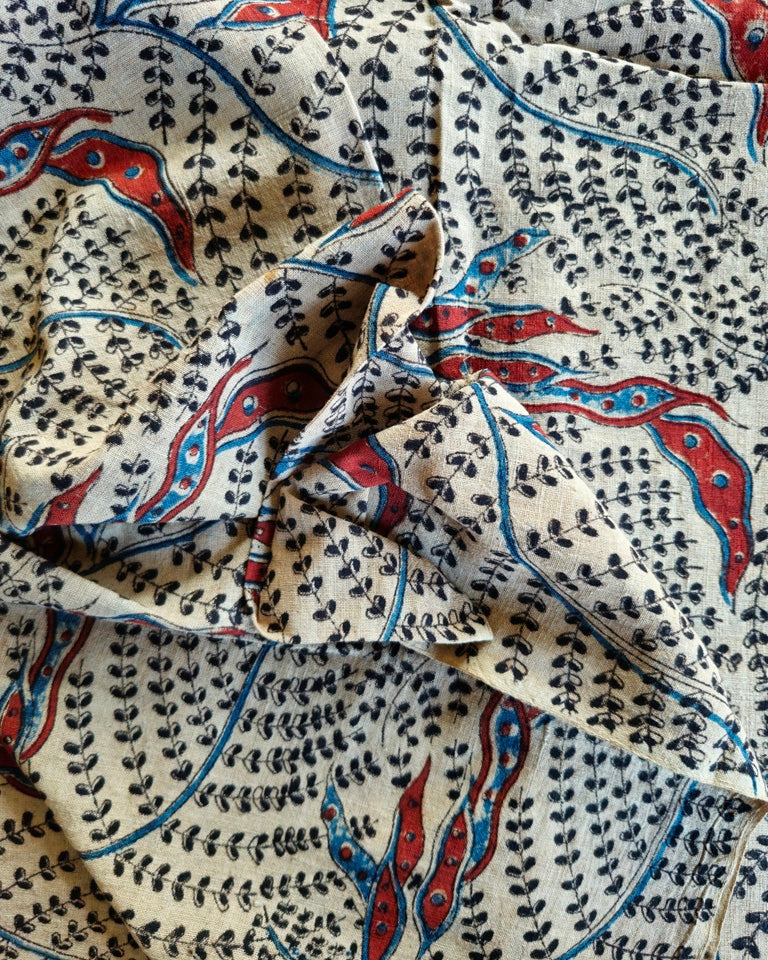 KALAMKARI : INDIGO BLUE : BLACK : ALIZARIN RED
