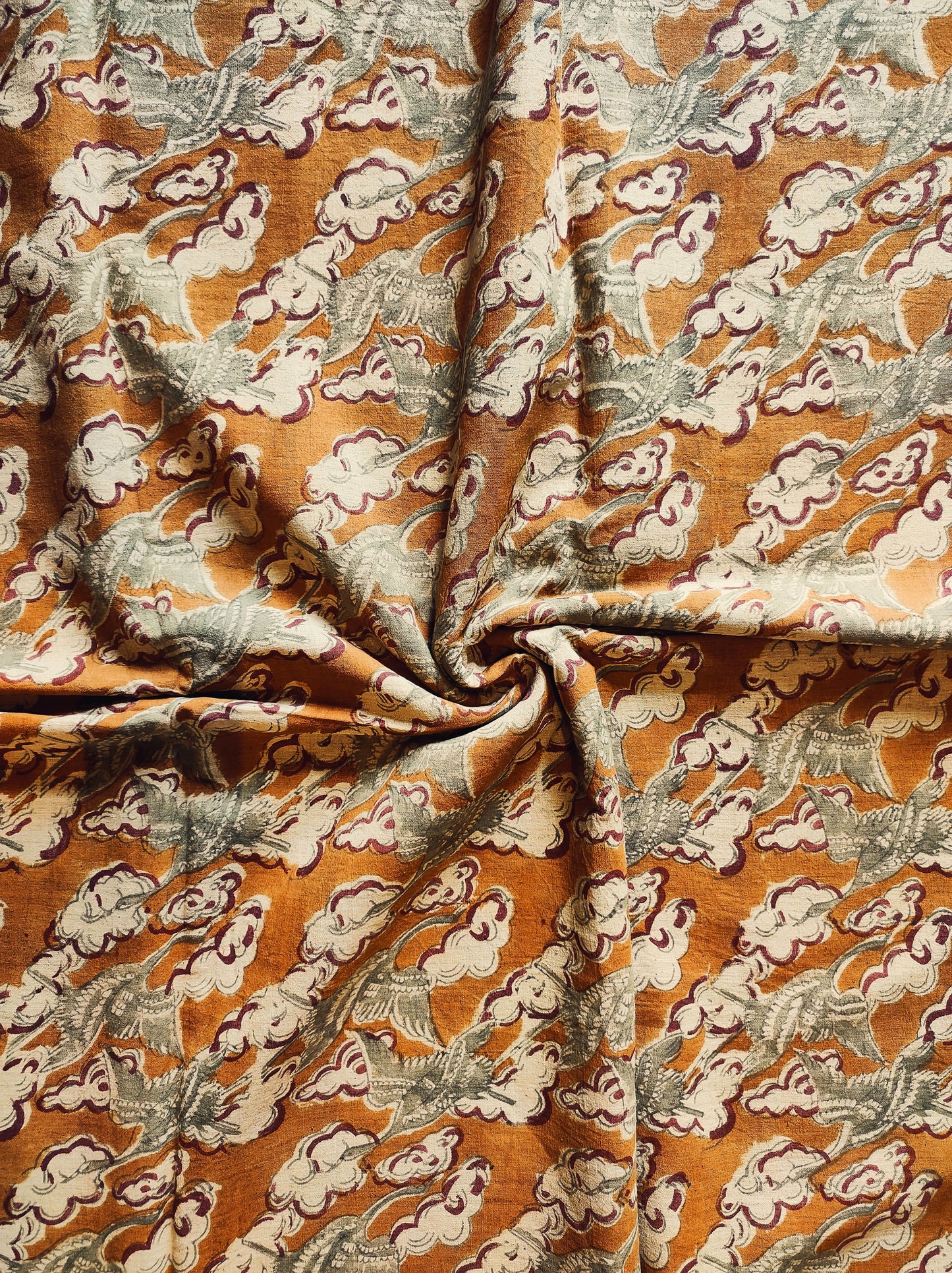 KALAMKARI : INDIGO GREEN : ANAR YELLOW : BEIGE