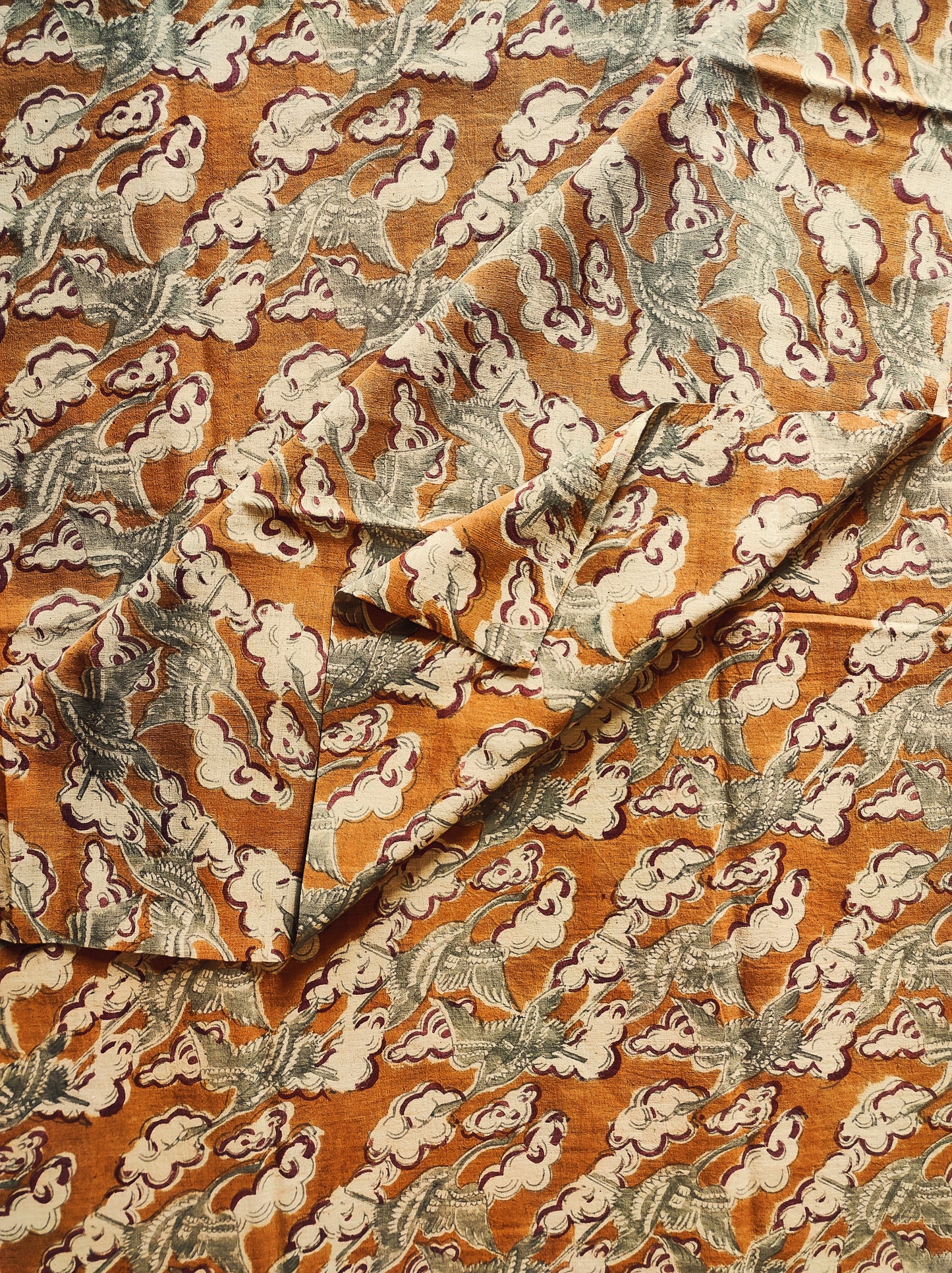 KALAMKARI : INDIGO GREEN : ANAR YELLOW : BEIGE