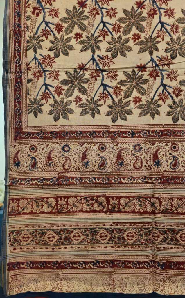 KALAMKARI DUPATTA : INDIGO:MADDER:BEIGE:OLIVE GREEN