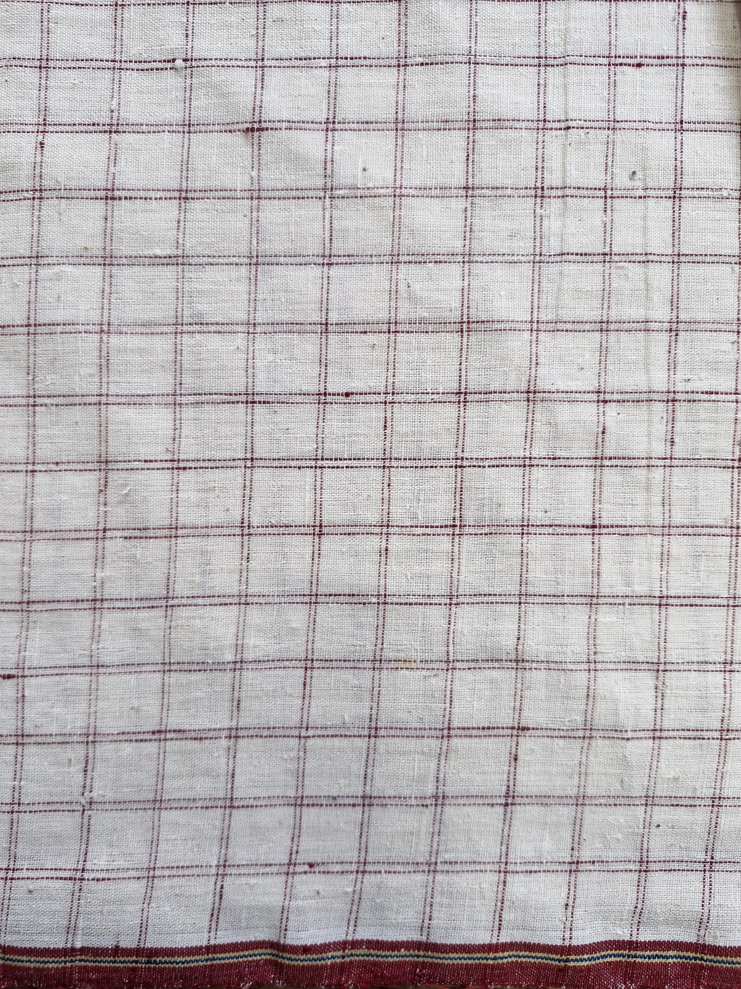 ORGANIC GEOMETRIC FABRIC:ALIZARIN RED:KORA:Rumal check