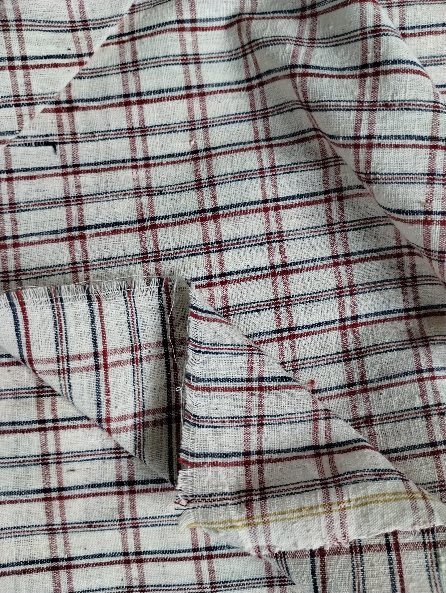 ORGANIC GEOMETRIC FABRIC: ANAR YELLOW:KORA: INDIGO BLUE