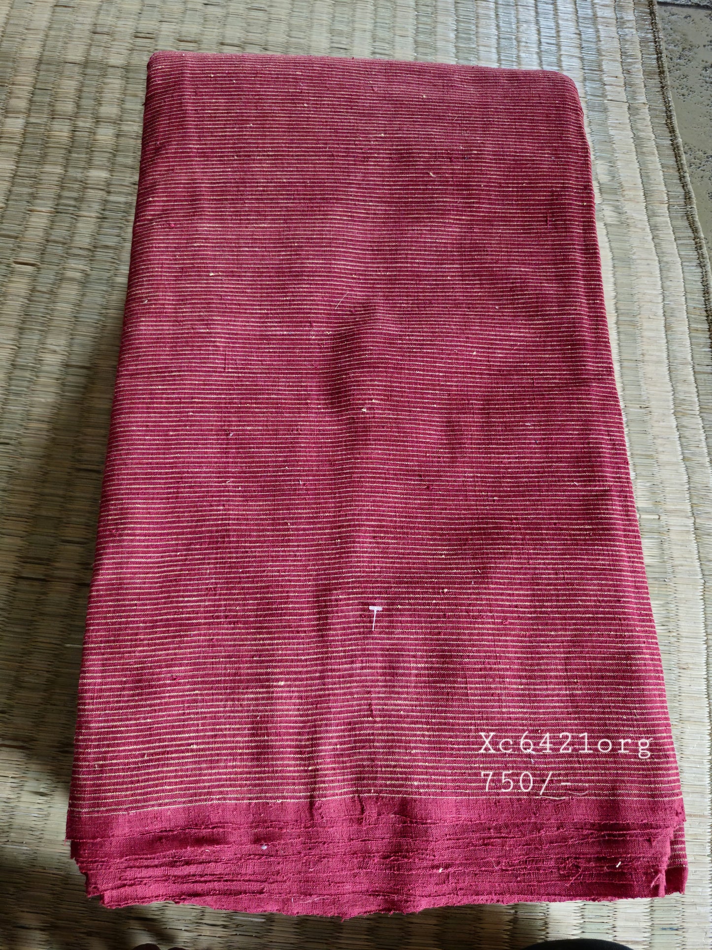 ORGANIC GEOMETRIC FABRIC : ALIZARIN RED:ANAR YELLOW..