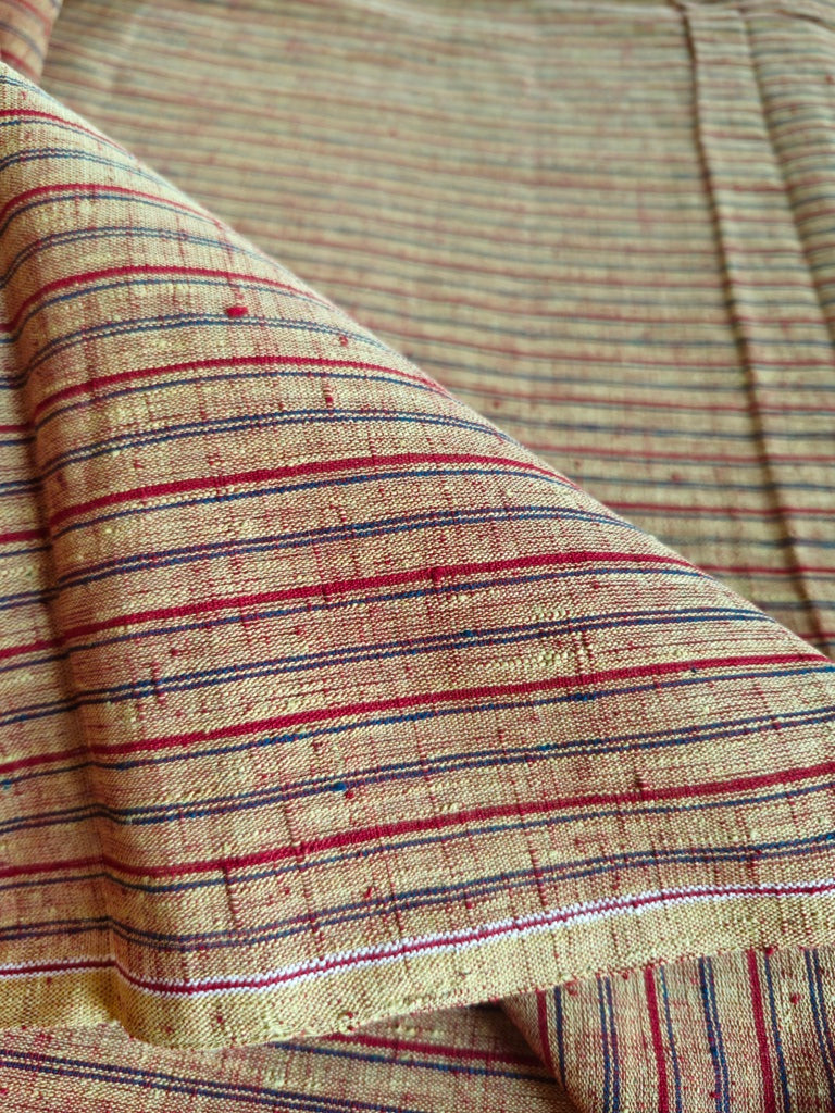 ORGANIC GEOMETRIC FABRIC: ALIZARIN RED :ANAR : INDIGO