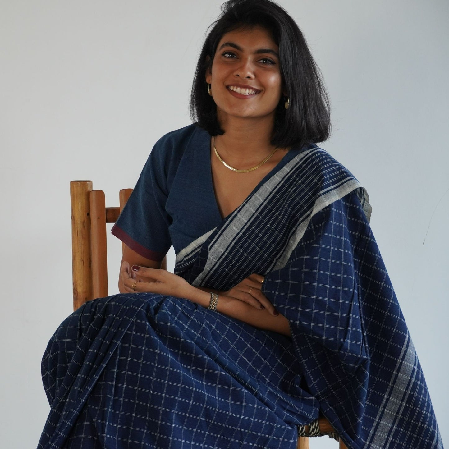 GEOMETRIC SAREE : DARK INDIGO