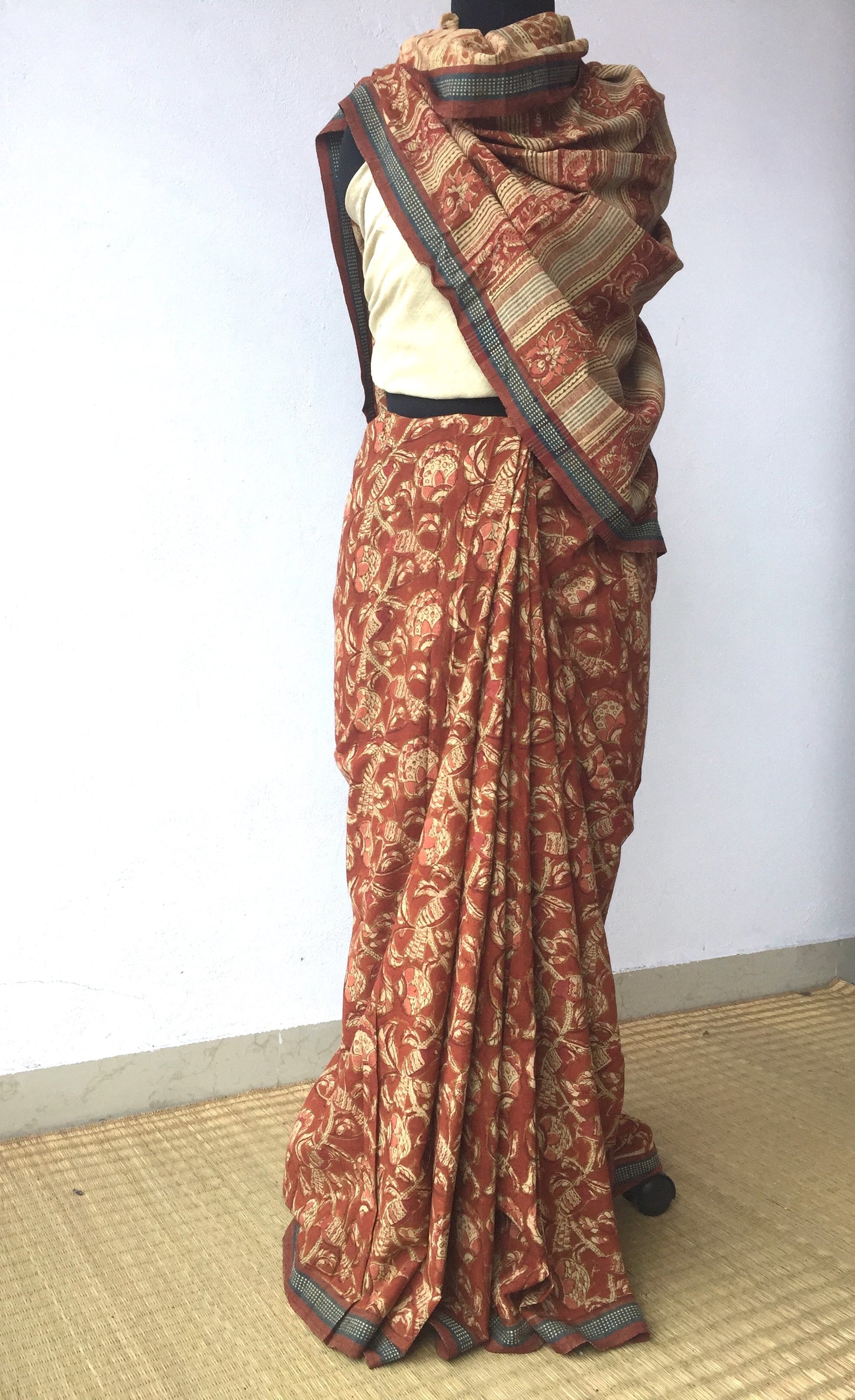 KALAMKARI SAREE : MANJISHTHA BRICK RED : ALIZARIN RED