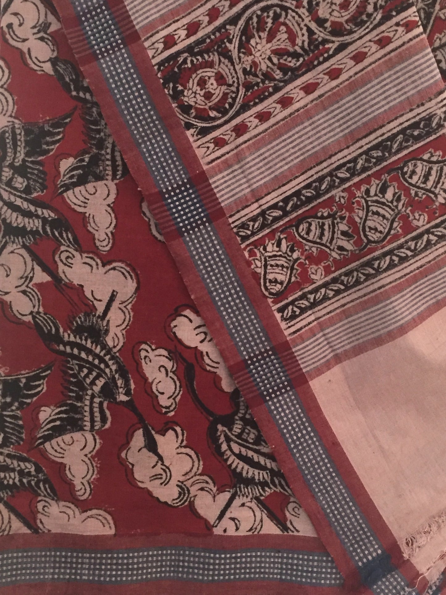 KALAMKARI SAREE : ALIZARIN RED : BLACK