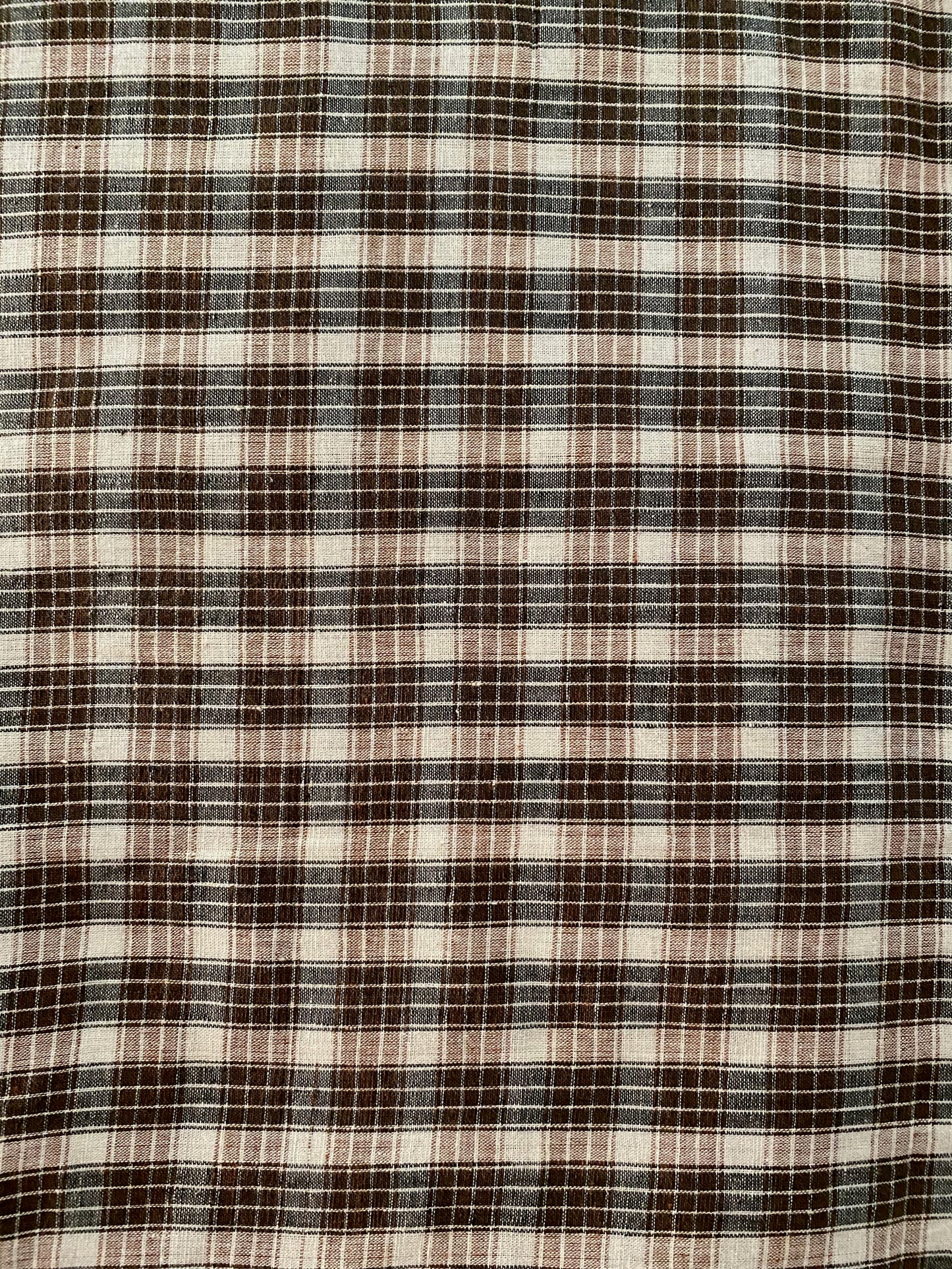 GEOMETRIC FABRIC : KORA : ANAR GREEN : KATHA BROWN