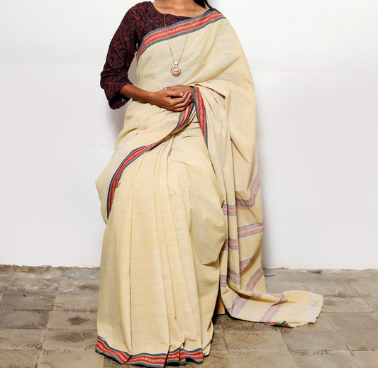 CROSS COLOUR SAREE : KORA : ANAR YELLOW