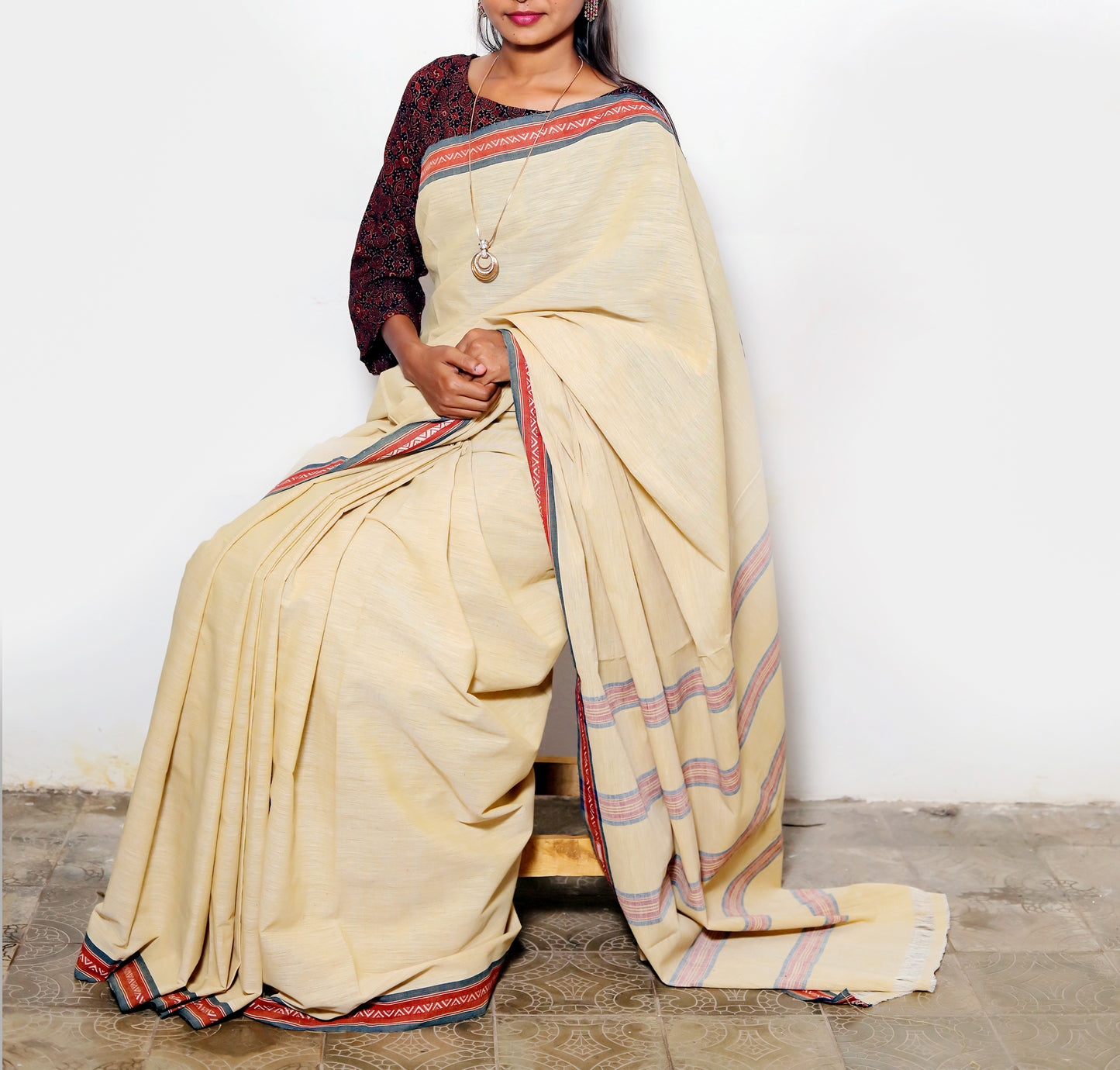 CROSS COLOUR SAREE : KORA : ANAR YELLOW