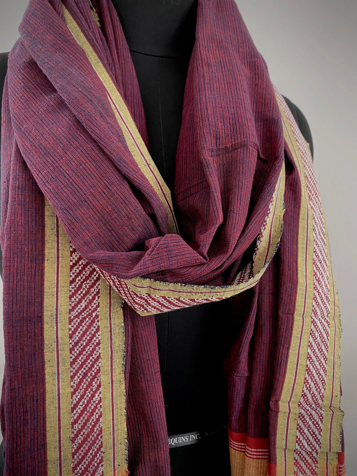 LIGHTWEIGHT CROSS COLOUR DUPATTA : ALIZARIN RED : DARK INDIGO