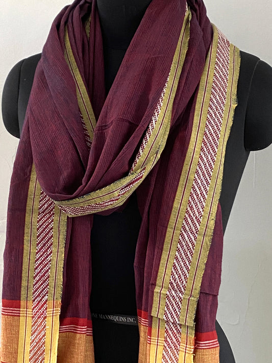 LIGHTWEIGHT CROSS COLOUR DUPATTA : ALIZARIN RED : DARK INDIGO