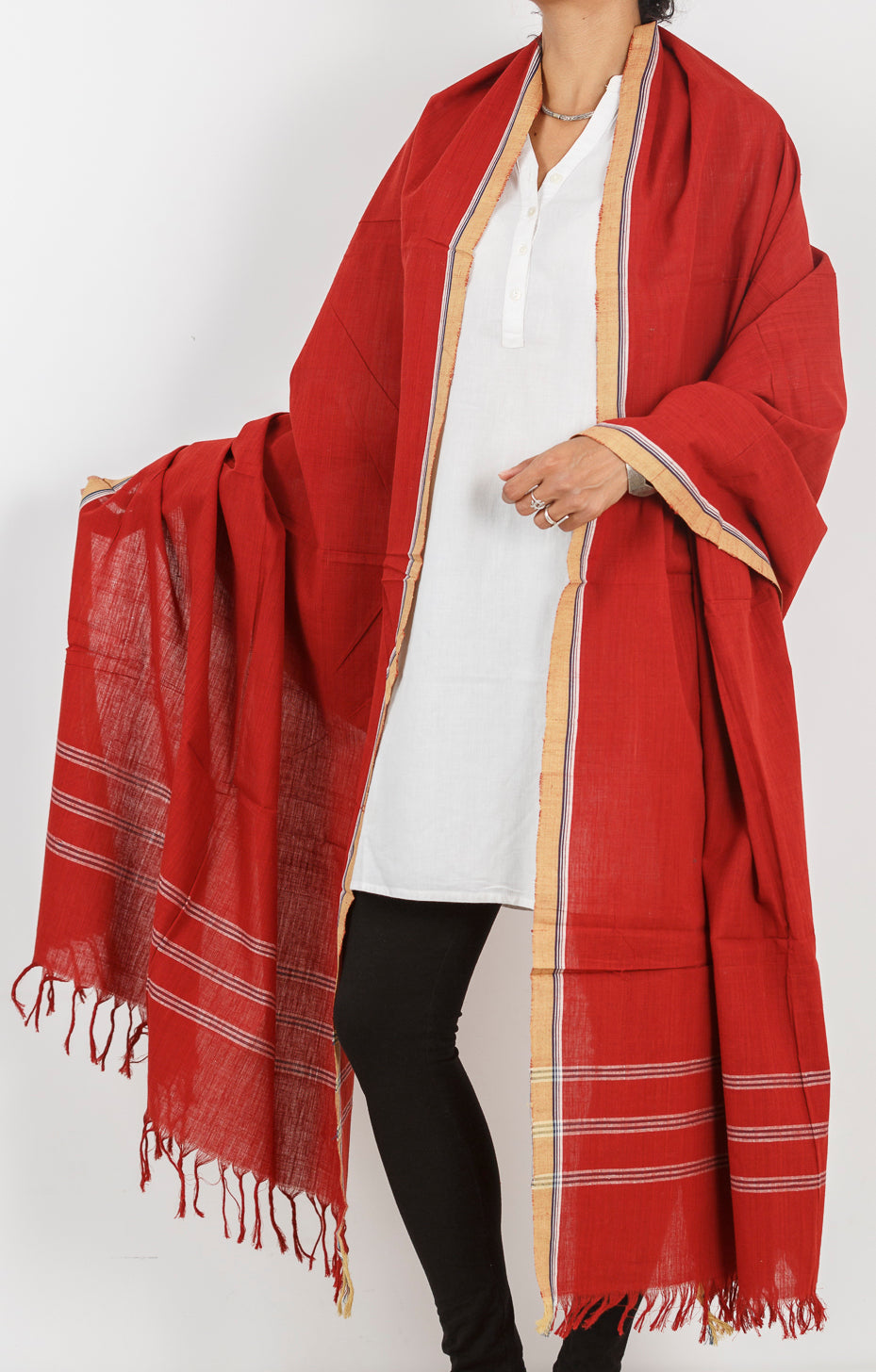 Malkha Natural Dyed Handlooms -SOLID DUPATTA : ALIZARIN RED