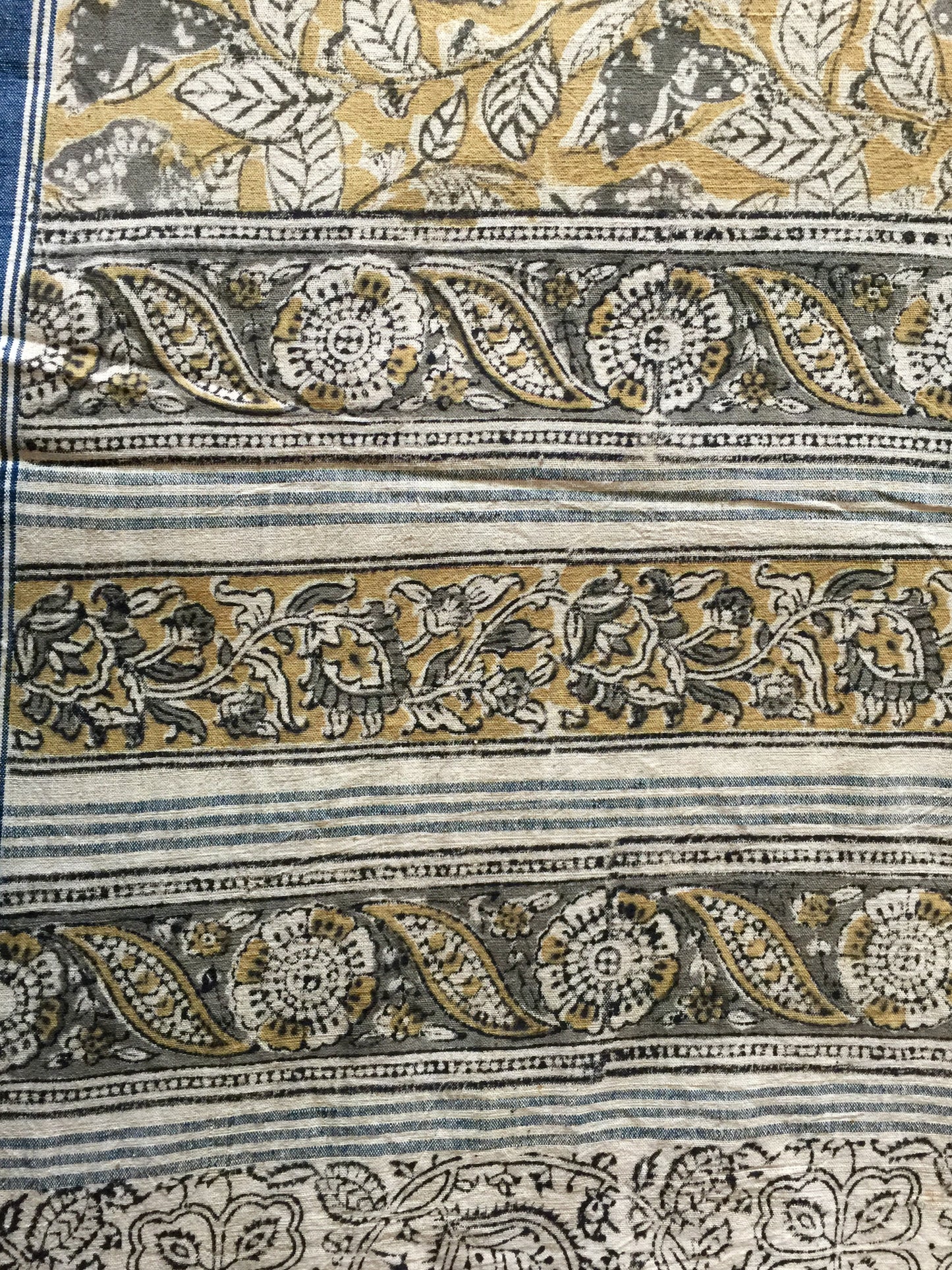 KALAMKARI DUPATTA : ANAR YELLOW : LIGHT MEHNDI GREEN : KORA