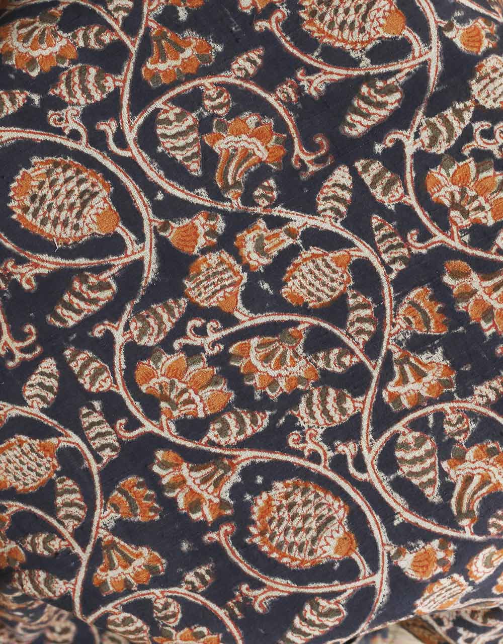 Malkha Natural Dyed Handlooms -KALAMKARI FABRIC : BLACK : ANAR YELLOW : ANAR GREEN