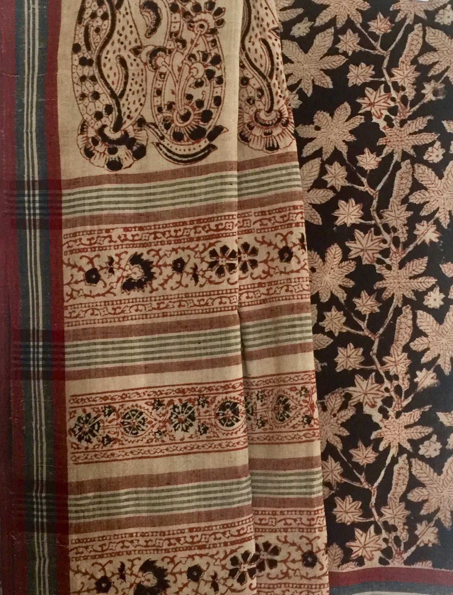 KALAMKARI SAREE : BLACK : ALIZARIN RED