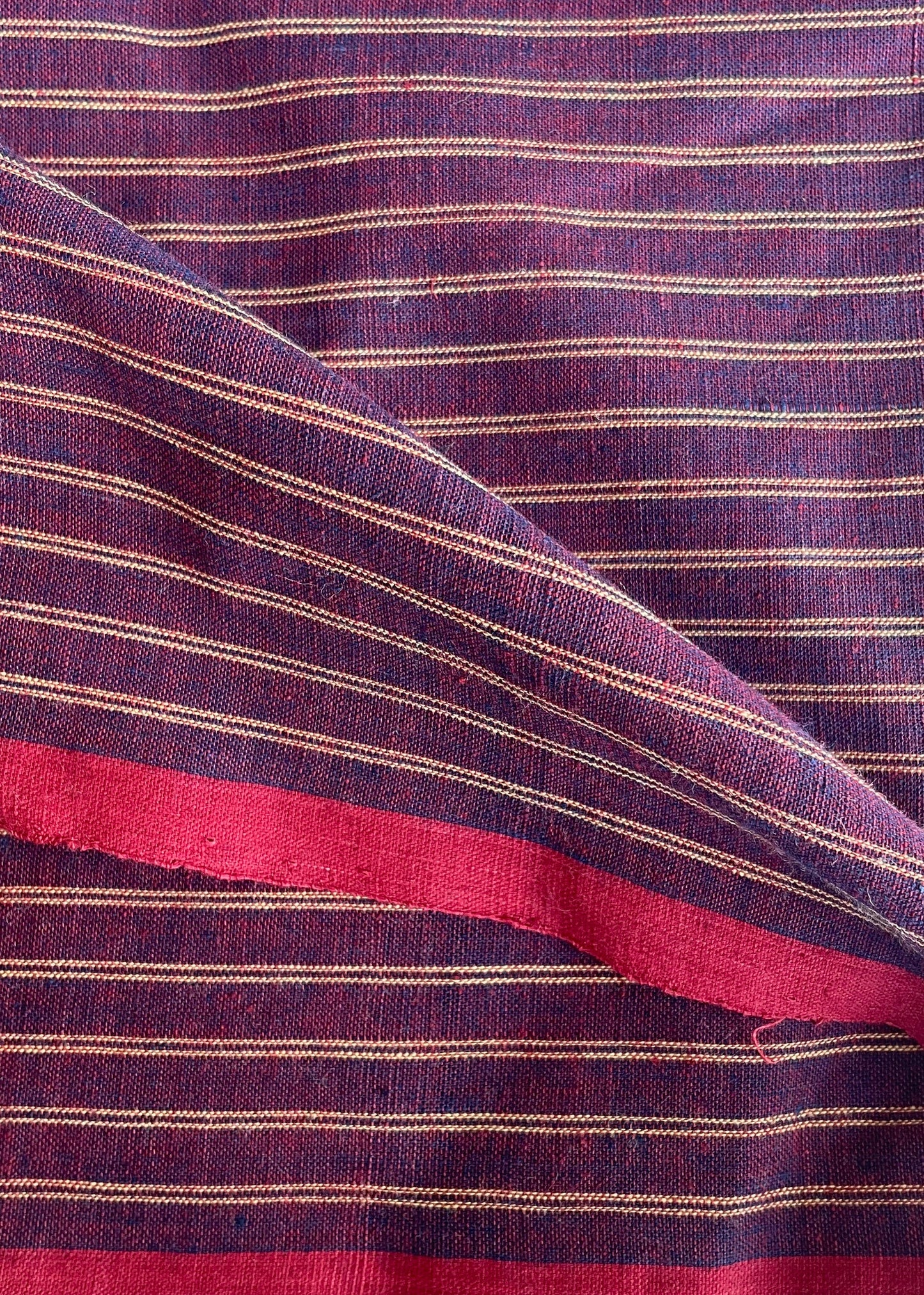 GEOMETRIC FABRIC : ALIZARIN RED : INDIGO : ANAR YELLOW