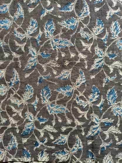 KALAMKARI FABRIC: INDIGO:BLACK