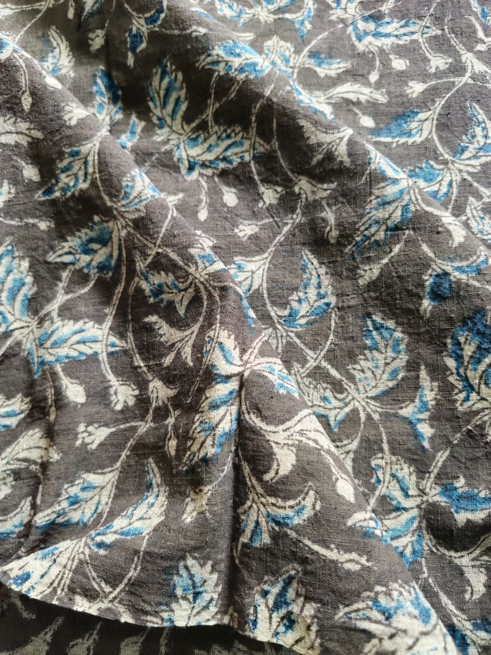 KALAMKARI FABRIC: INDIGO:BLACK