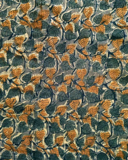 KALAMKARI : DARK MEHNDI GREEN : ORANGE: