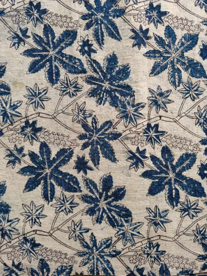 KALAMKARI FABRIC: INDIGO:BEIGE