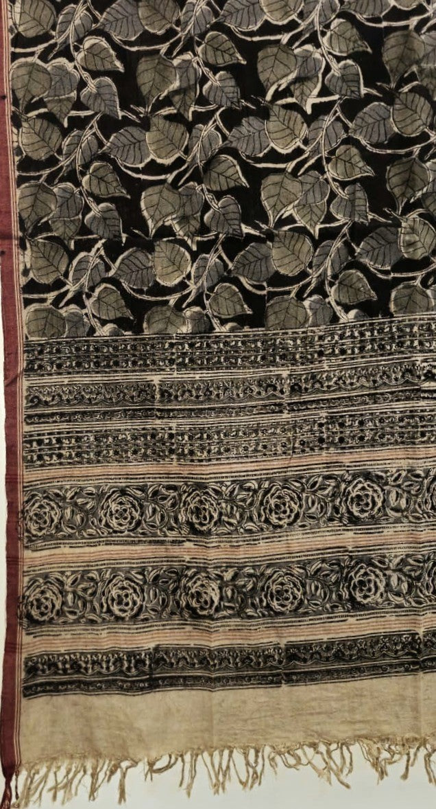 KALAMKARI DUPATTA :  BLACK: OLIVE:GREY: