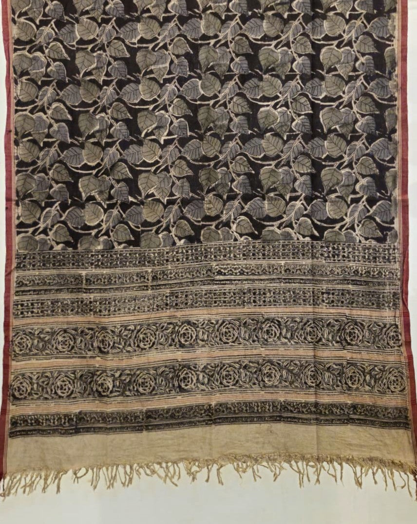 KALAMKARI DUPATTA :  BLACK: OLIVE:GREY: